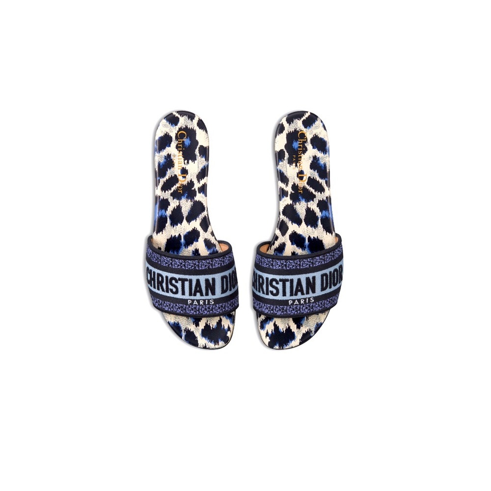 Dway Slide Deep ocean blue Mizza Embroidered cotton